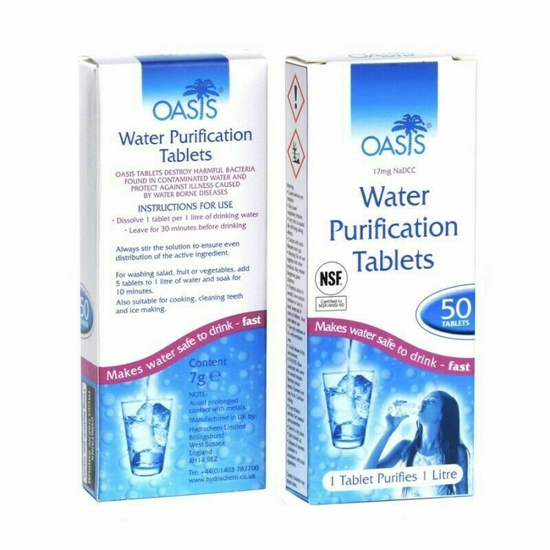 Pastillas potabilizadoras de agua (50 uds)