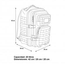 Mochila asalto Mil-Tec 20 litros Urban Grey