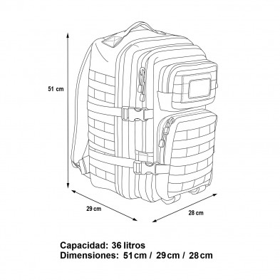 Mochila Mil-Tec Us Assault 36 Litros Dark Camo laser cut 2