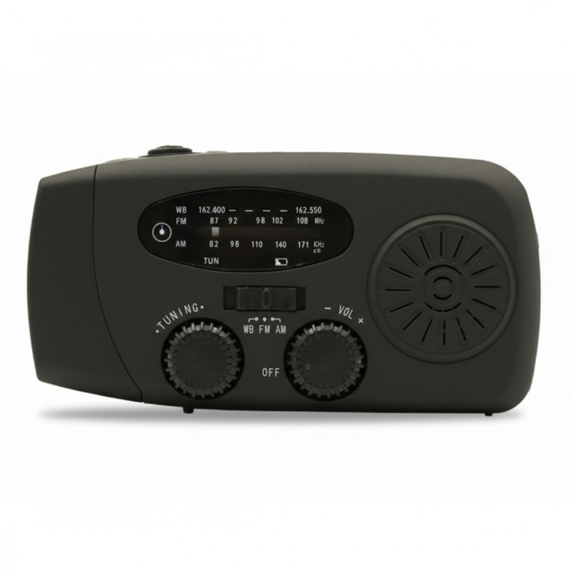 Radio de Emergencia con Manivela y Linterna