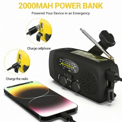 Radio de Emergencia con Manivela y Linterna 2