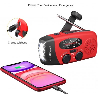 Radio de Emergencia con Manivela Roja 3