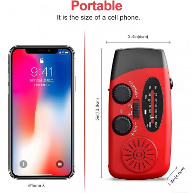 Radio de Emergencia con Manivela Roja 4