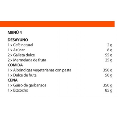 Menú 4 Ración de Emergencia MRE 24H OTAN (3600 kcal) 2