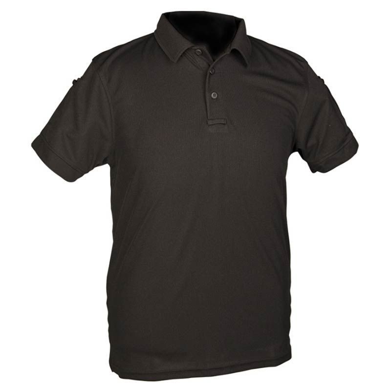 Polo Mil-Tec Quick Dry Negro de Manga Corta