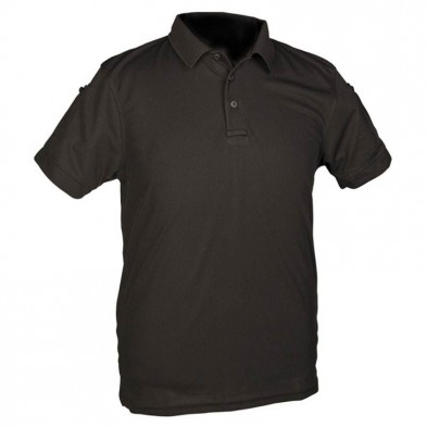 Polo Mil-Tec Quick Dry Negro de Manga Corta