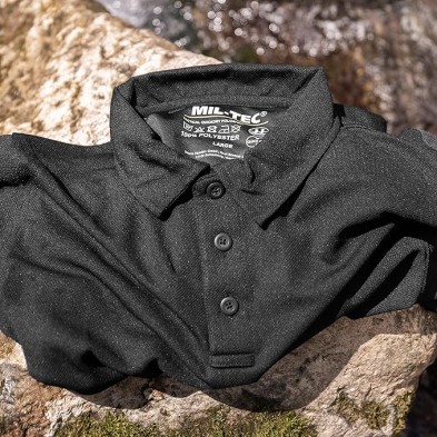 Polo Mil-Tec Quick Dry Negro de Manga Corta 6