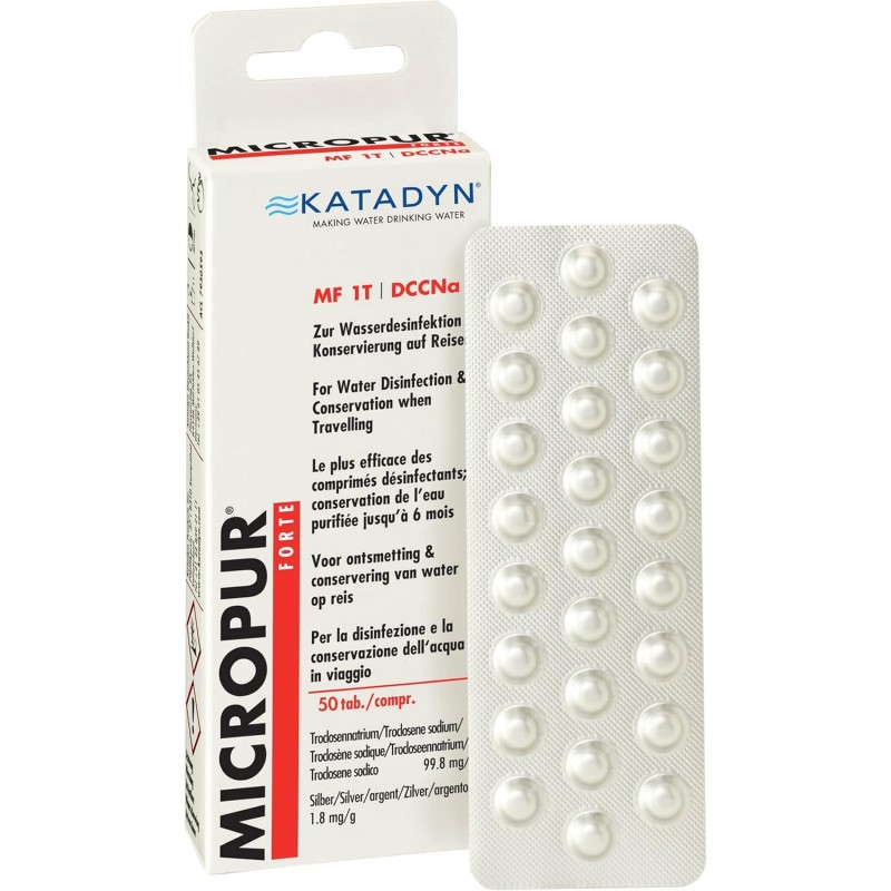 Pastillas Potabilizadoras de Agua Katadyn Micropur Forte 1T 50 Comprimidos (2x25)