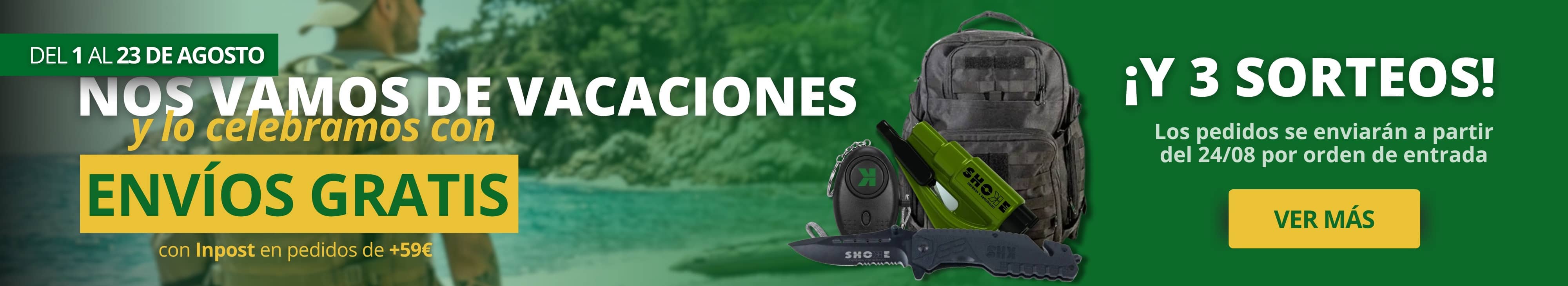 Vacaciones agosto pfertas sprays defensa personal